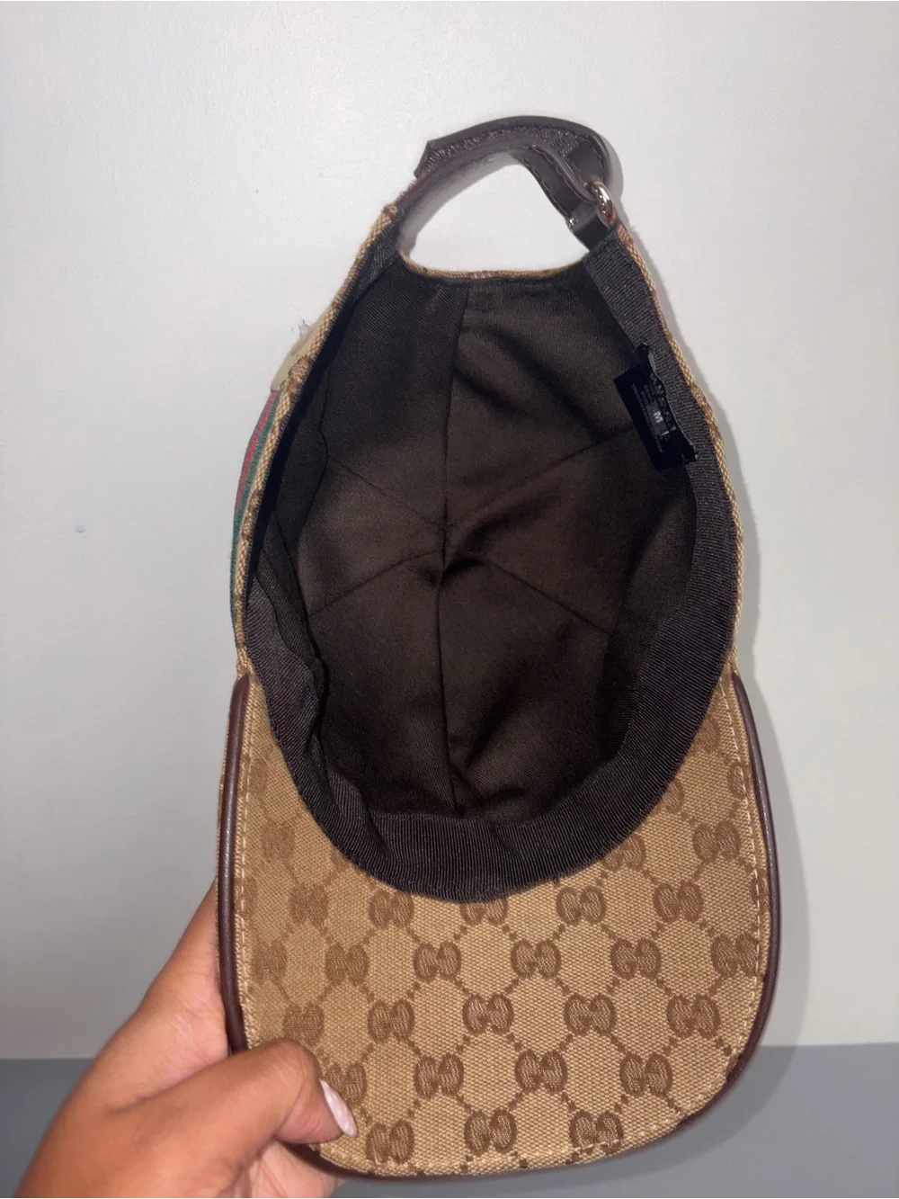 Gucci Monogram Baseball Cap with Green-Red Stripe with Bee